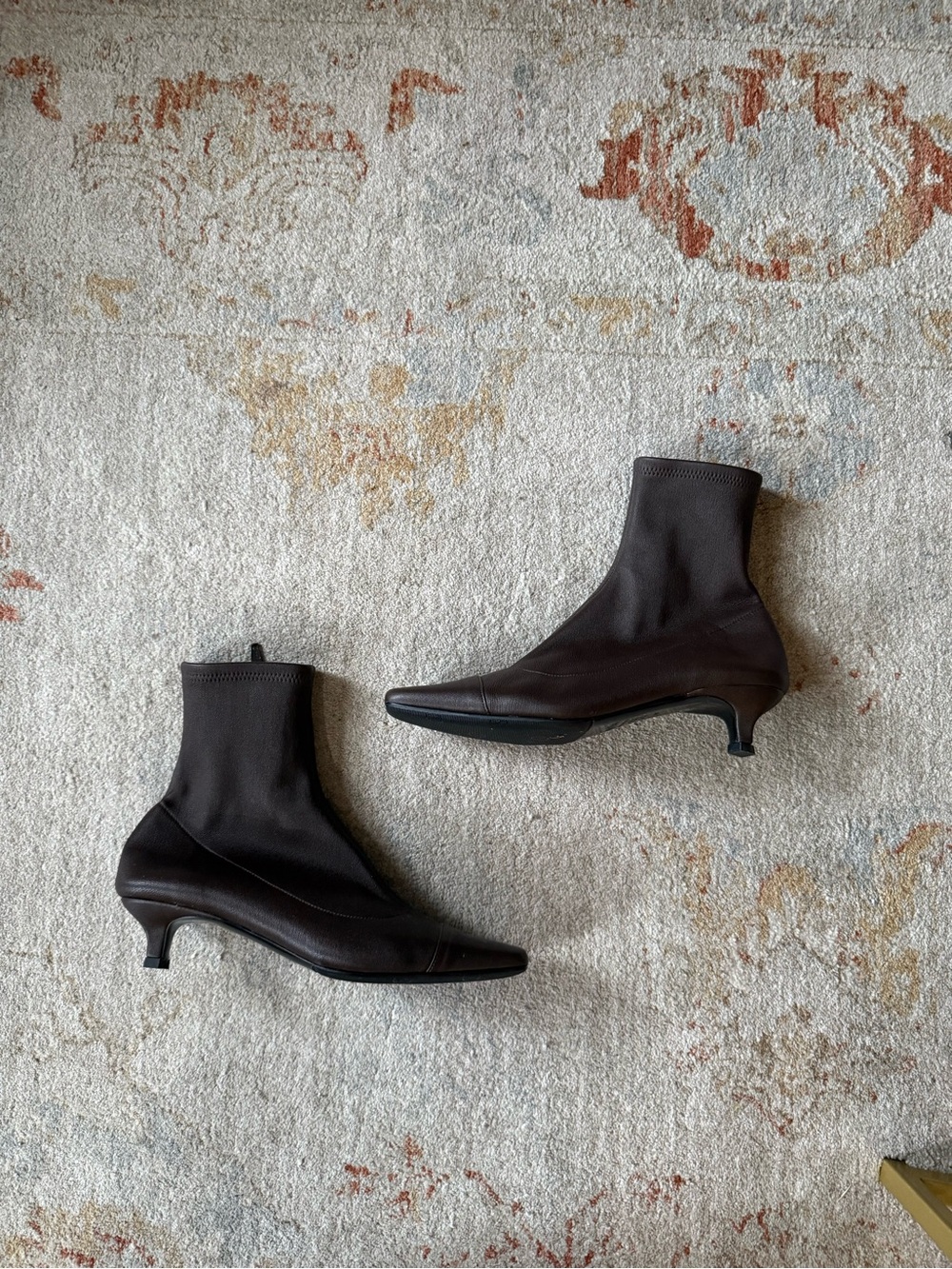BY FAR chocolate brown sock booties - made in Portugal — genuine leather